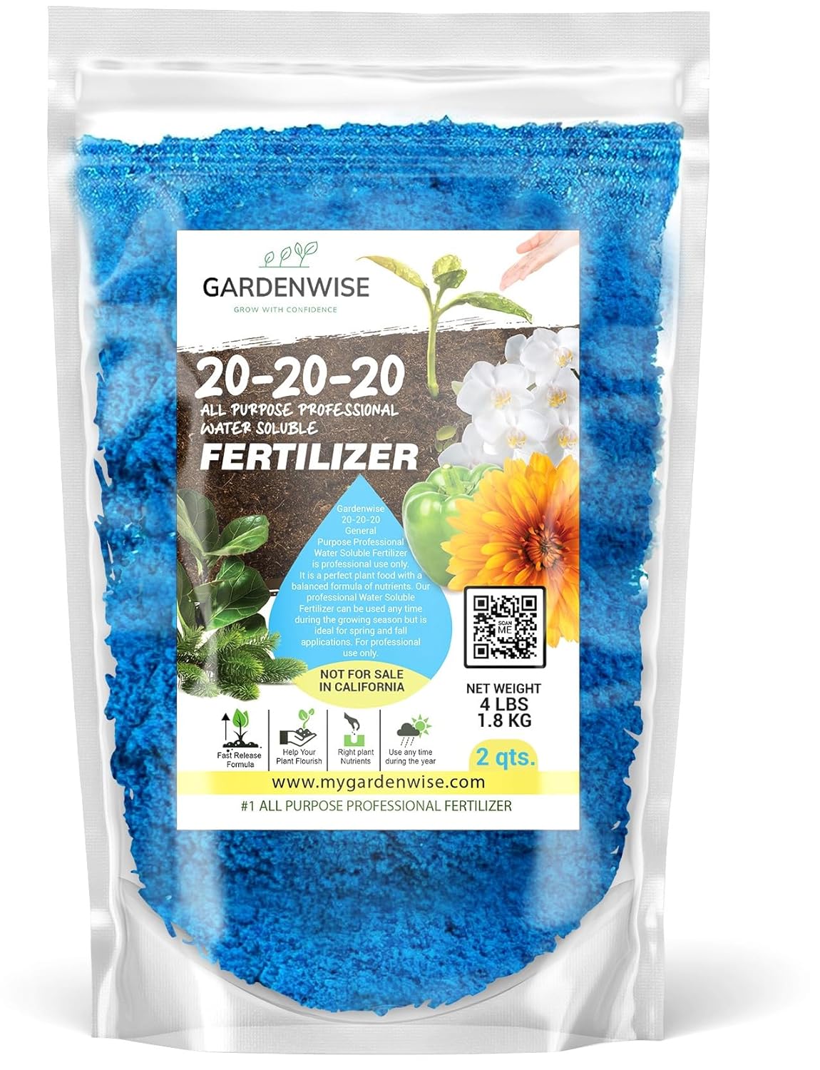 20-20-20 Water-Soluble Fertilizer – Powder for Liquid Plant Food for Indoor & Outdoor Plants