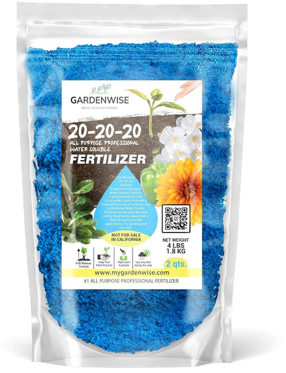 20-20-20 Water-Soluble Fertilizer – Powder for Liquid Plant Food for Indoor & Outdoor Plants