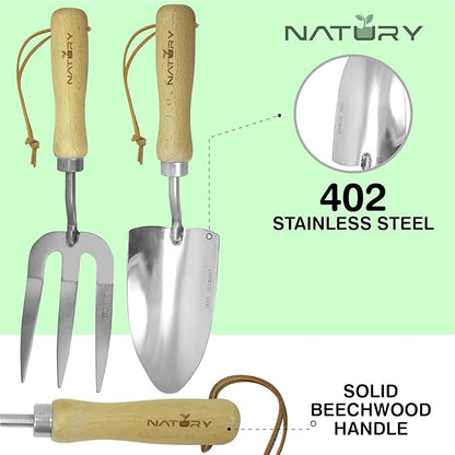 Garden Tools Set – Premium Stainless Steel Gardening Hand Tools with Solid Beechwood Handle