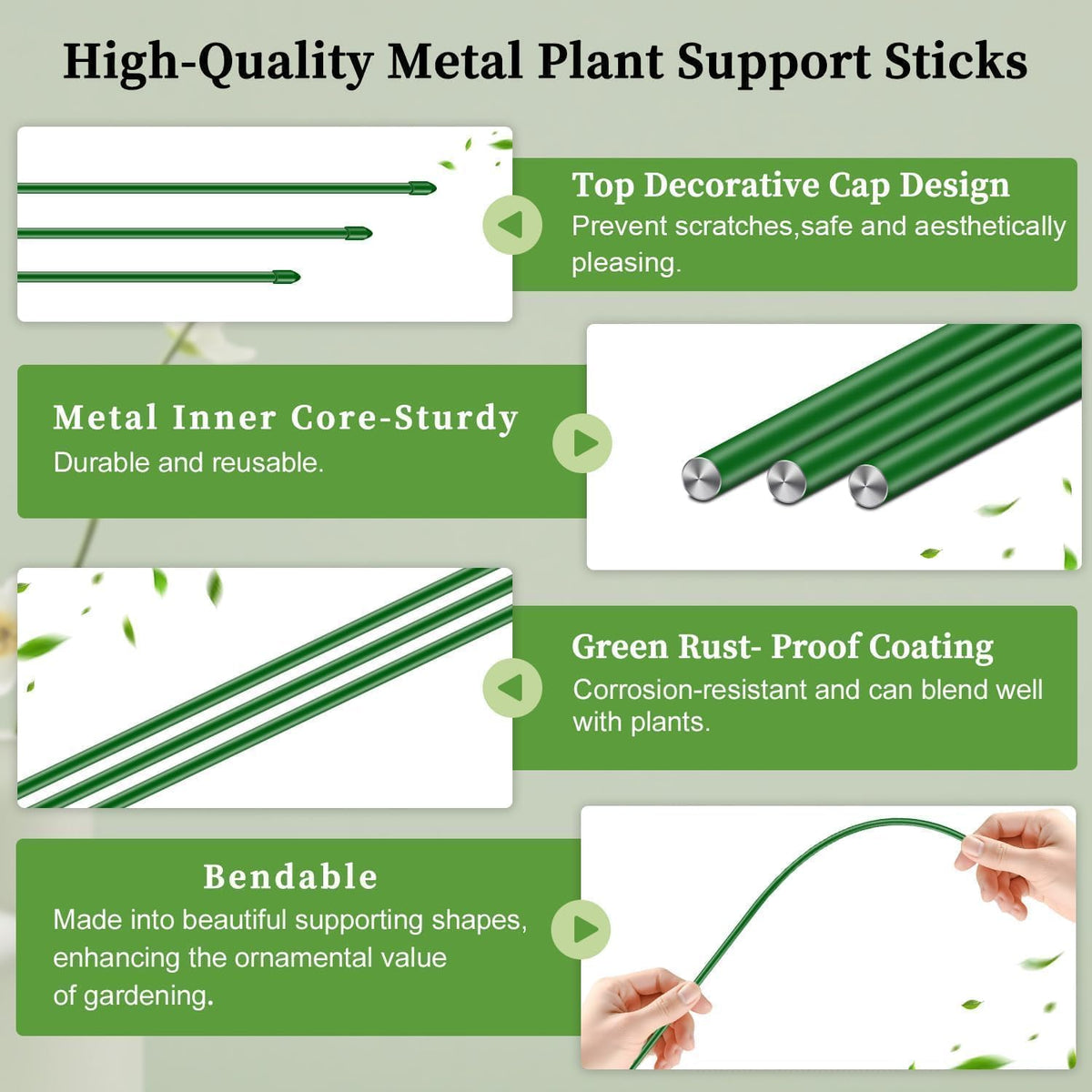 Invisible Plant Support Stakes Bendable 17.7 Inch SupKing 15Pcs Small Plant Sticks Orchid Stakes
