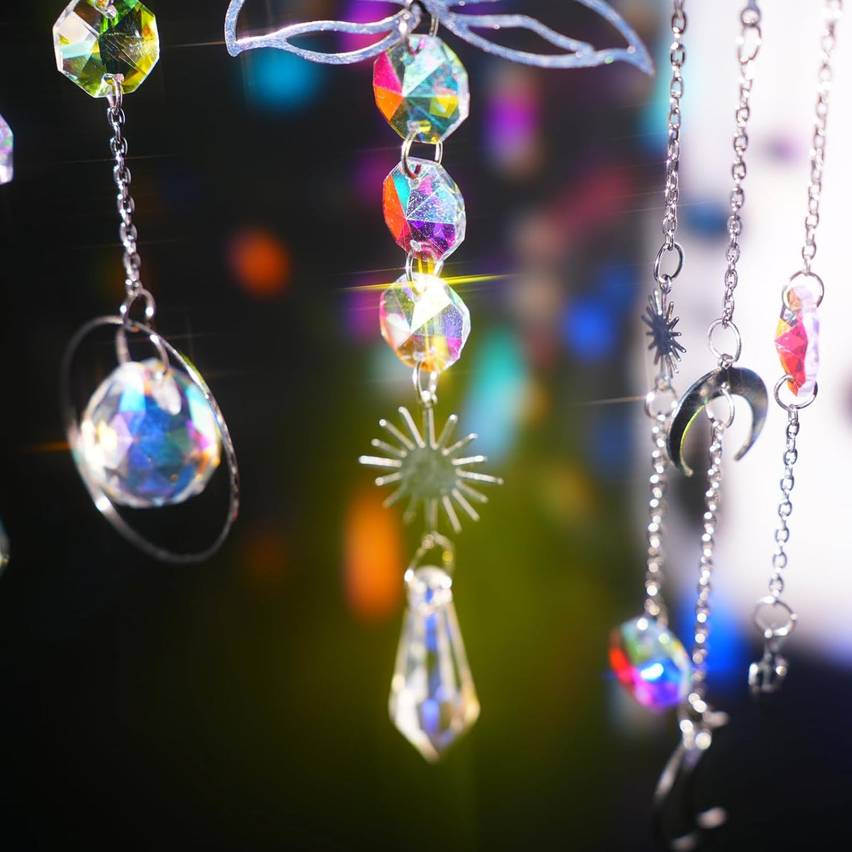 ilclviz Suncatcher Crystal Hanging Sun Catcher Prism with Chain Pendant Ornament Crystal Balls for
