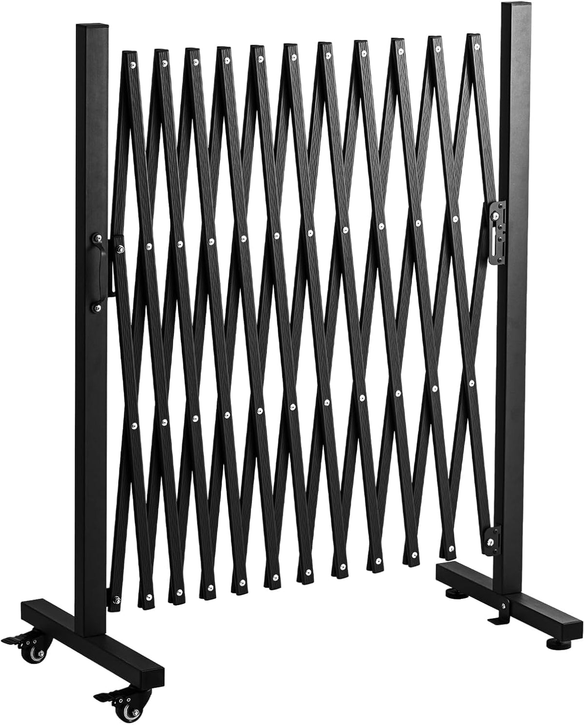 TECSPACE Aluminum Expandable Garden Fence, Portable Barricade Gate with Casters, Expansion Size