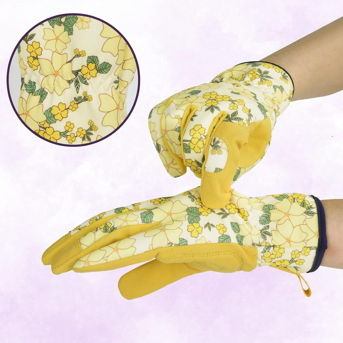 Womens Gardening Weeding Working Gloves, Leather Garden Glove for Women Thorn Proof No Stab for