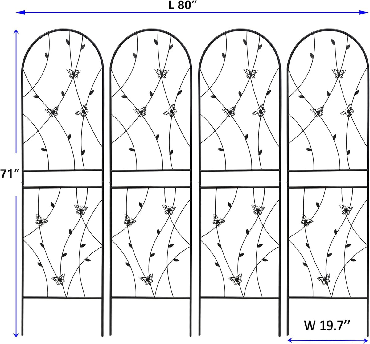 4 Pack Metal Garden Trellis 71" Tall Outdoor Climbing Plant Support for Roses, Flowers, Rustproof