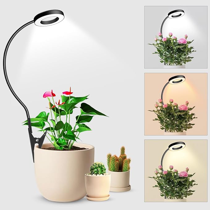 Wolezek 2 in 1 Grow Lights for Indoor Plants, 3 Colors Plant Lights for Indoor Growing with 360°