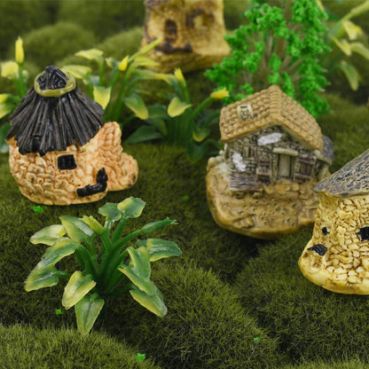 Mini House Figurine 8PCS, Mini Cottage Miniature Gardening Landscape Micro Village Stone Houses