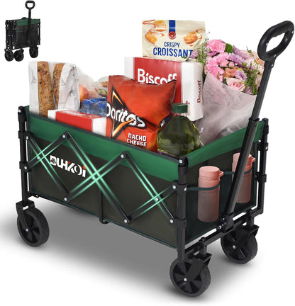 Collapsible Wagon Cart with Wheels Foldable,11 Lbs Lightweight Portable Folding Utility Wagon,90 L