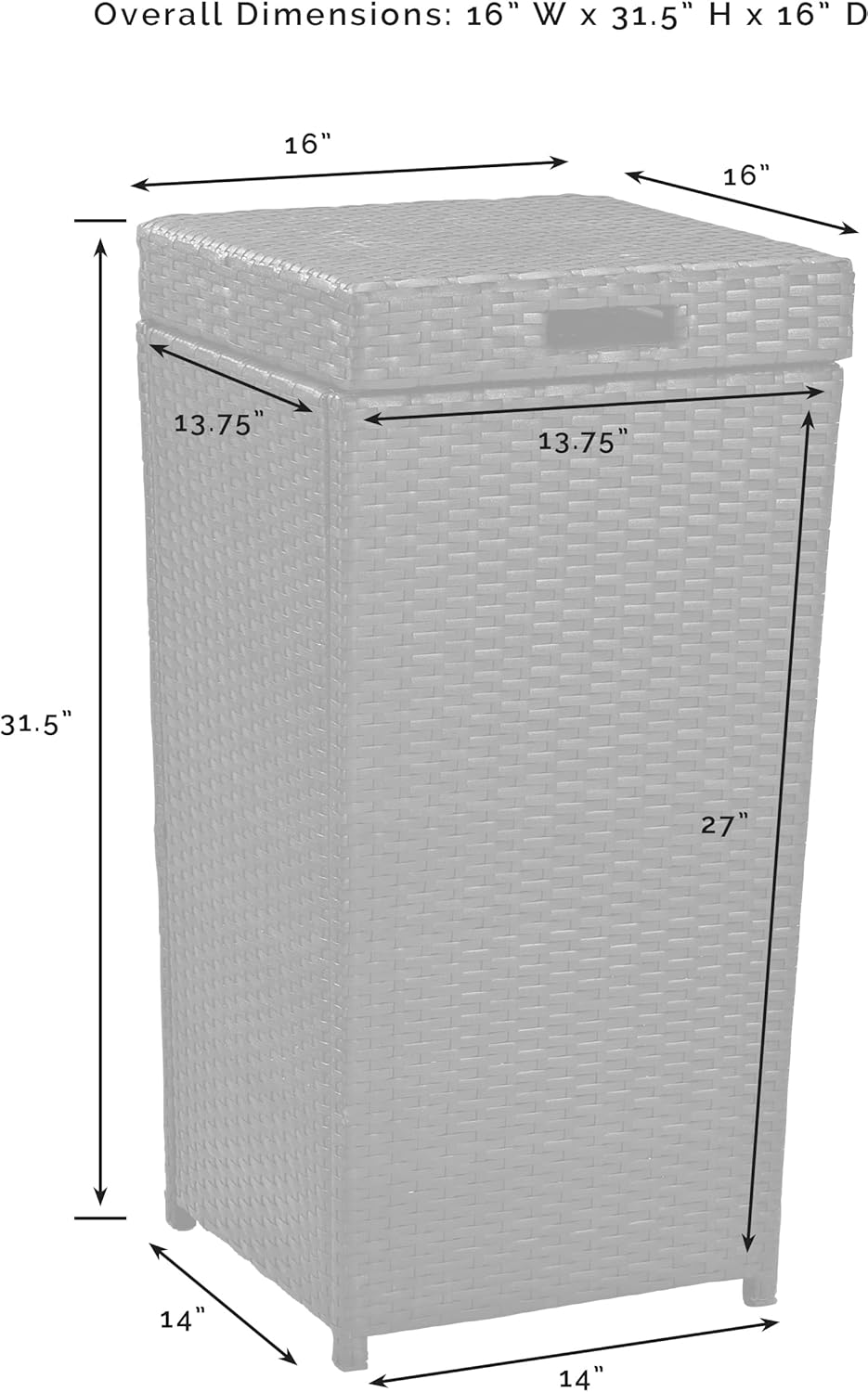 Crosley Furniture Palm Harbor Resin Wicker Outdoor Trash Can With Lid for Backyard, Patio, Deck