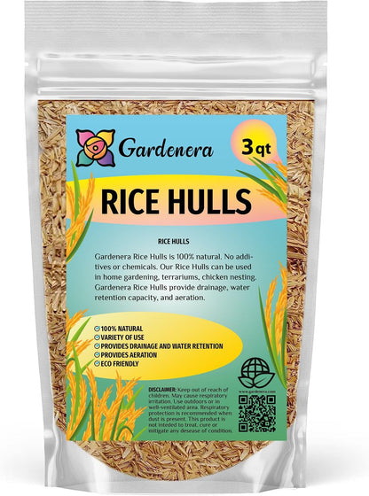 GARDENERA Premium Rice Hulls - Sustainable Gardening Essential for Improved Water Retention and