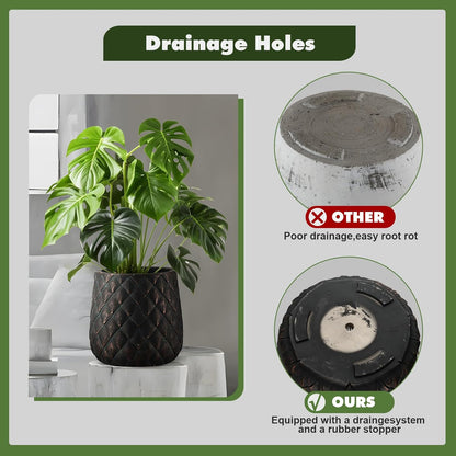 Craft flowerpots 18"+13"+9" Dia Round Concrete Planter Set of 3 Large Outdoor/Indoor Planter Pots