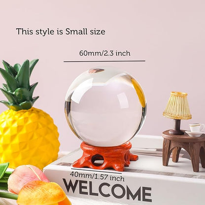 Modaier Crystal Ball 60mm with Wooden Stand and Gift Box for Magic,lensball Photography,Family