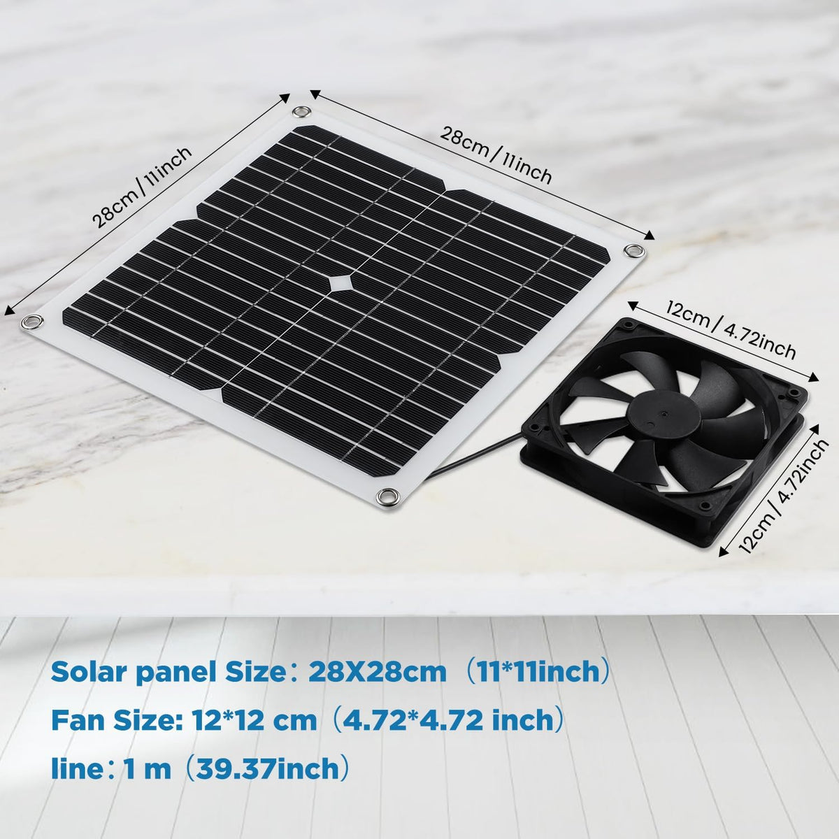 SUNYIMA Solar Panel Fan Kit, 12W Weatherproof Solar Panel with DC Fan for Small Chicken Coops