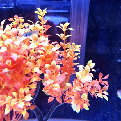 Mipukbay Aquarium Plants Tree - Orange Artificial Plastic Fish Tank Decor, Realistic Ornament Safe