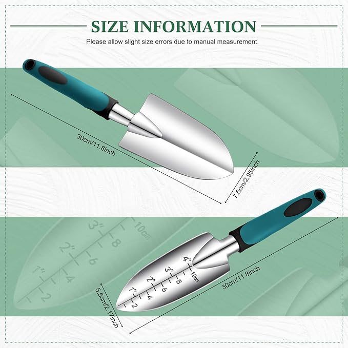Honoson Garden Hand Trowel Transplant Trowel with Measurements Aluminum Alloy Planting Tools with