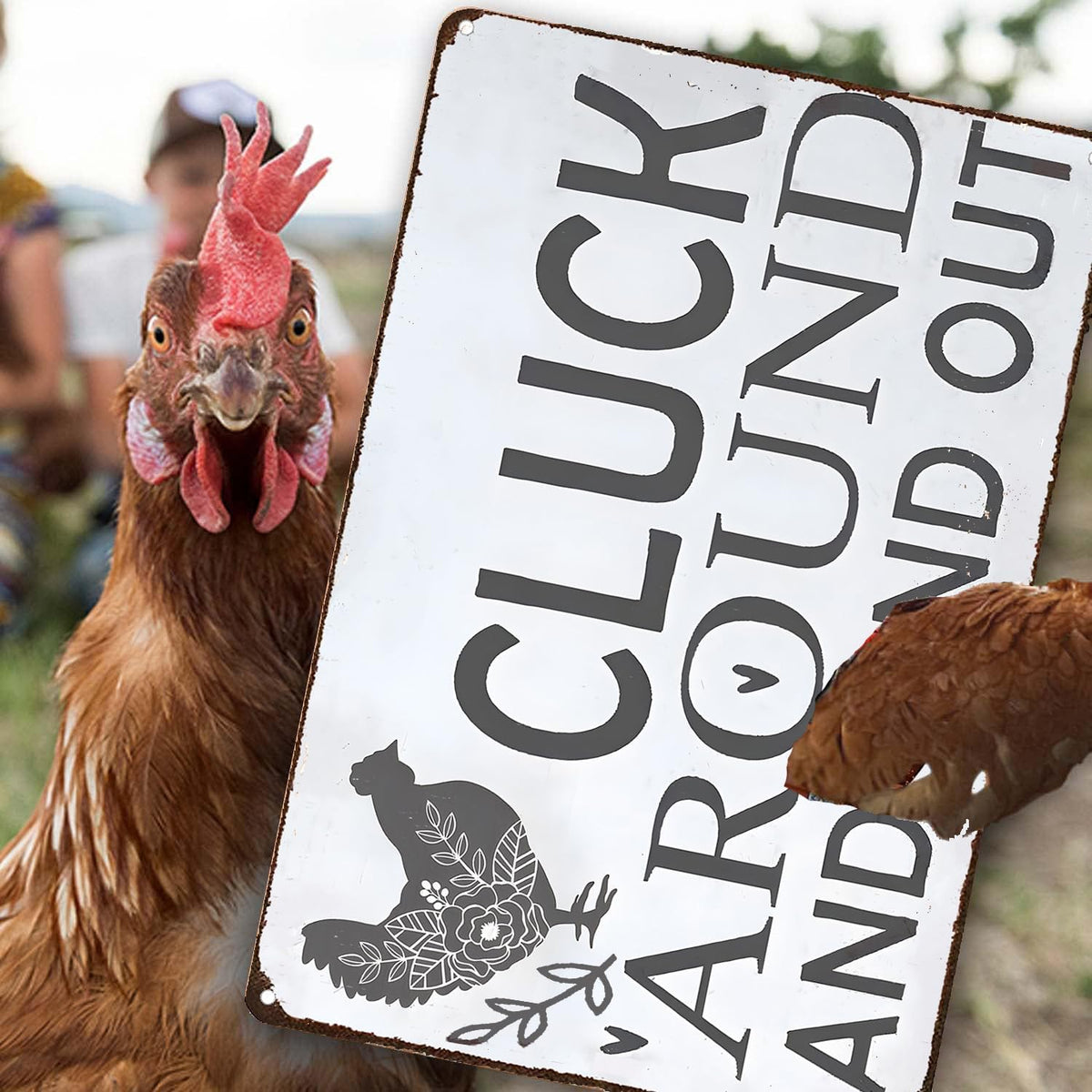 Funny Chicken Gifts Chicken Tin Sign for Home Farm Chicken Coop Farmhouse Kitchen Garden Decor 8 X