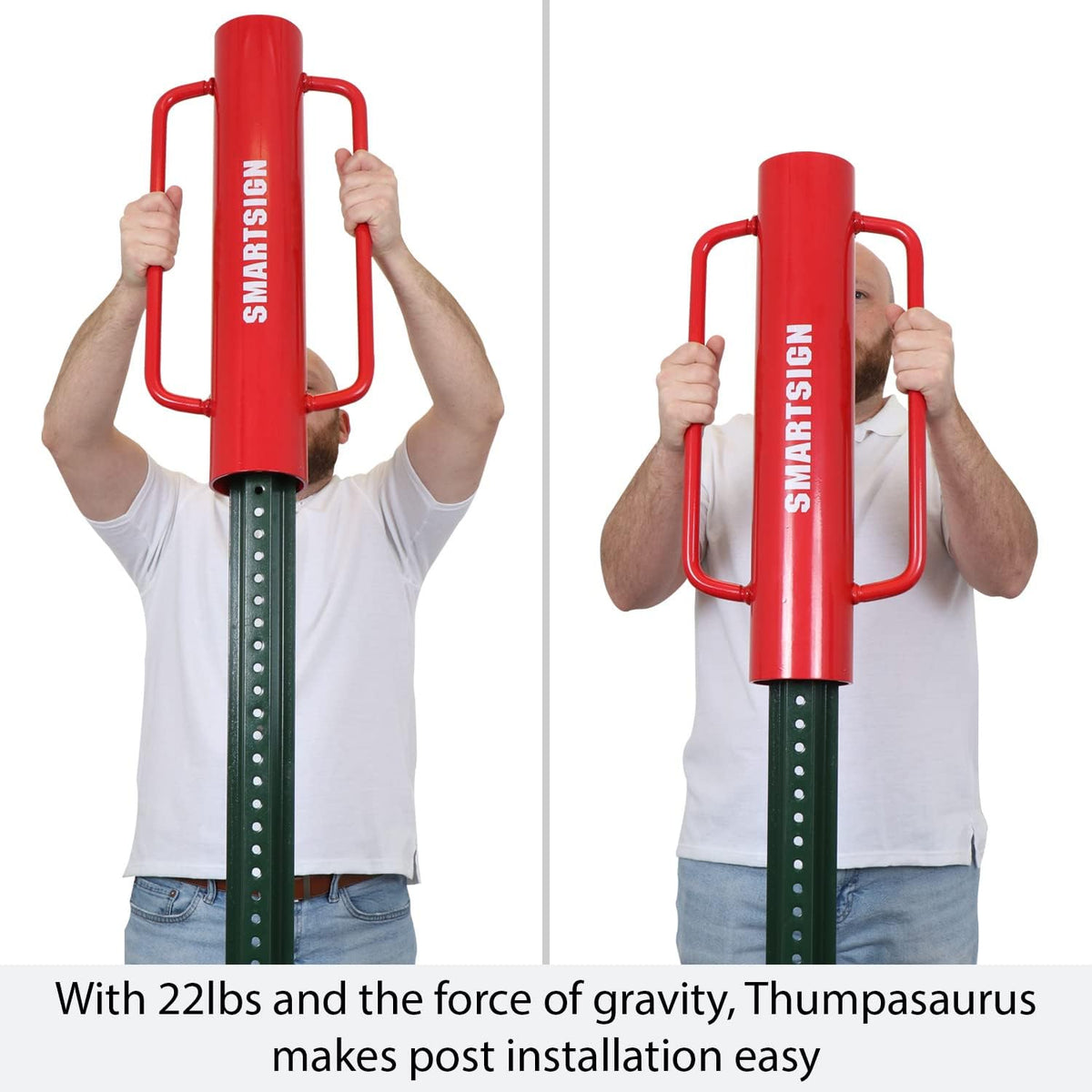 SmartSign Post Driver, Heavy Duty 22 lb Steel Post Pounder for Sign Posts/U-Channels/Fence Posts