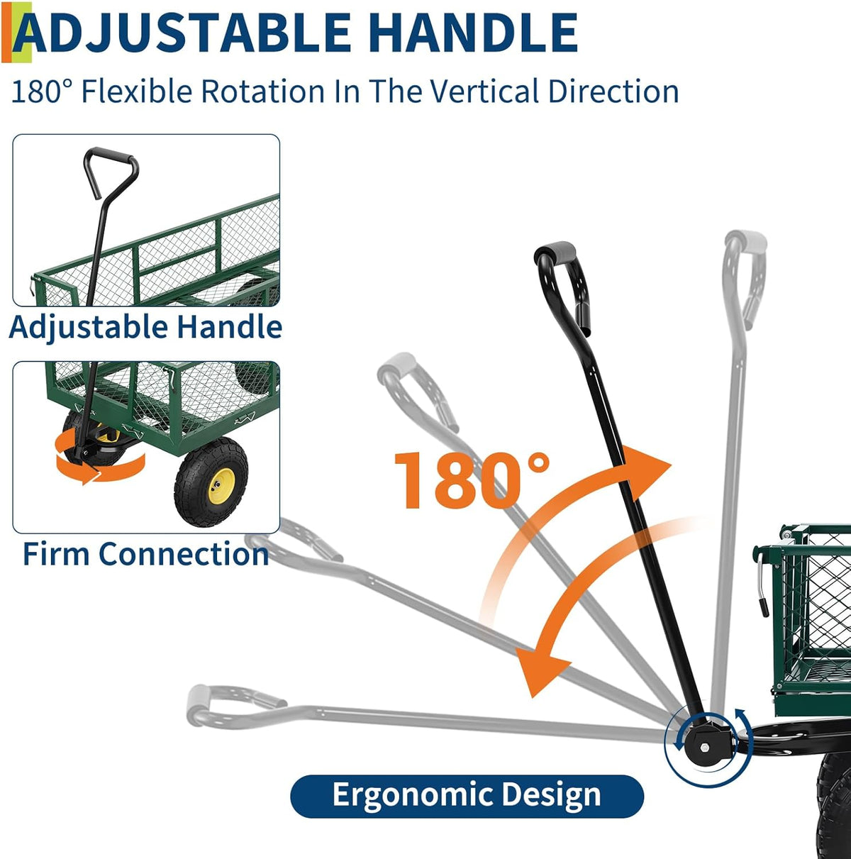 GarveeLife 900 LBS Garden Cart with Removable Mesh Sides, Heavy Duty Steel Garden Wagon with