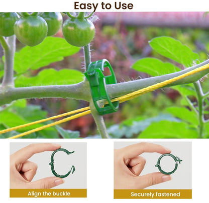 CACERIAWM Plant Support Clips, 100 Pcs Tomato Clips, Plastic Trellis Clips, Grape Vine Tomato Vine