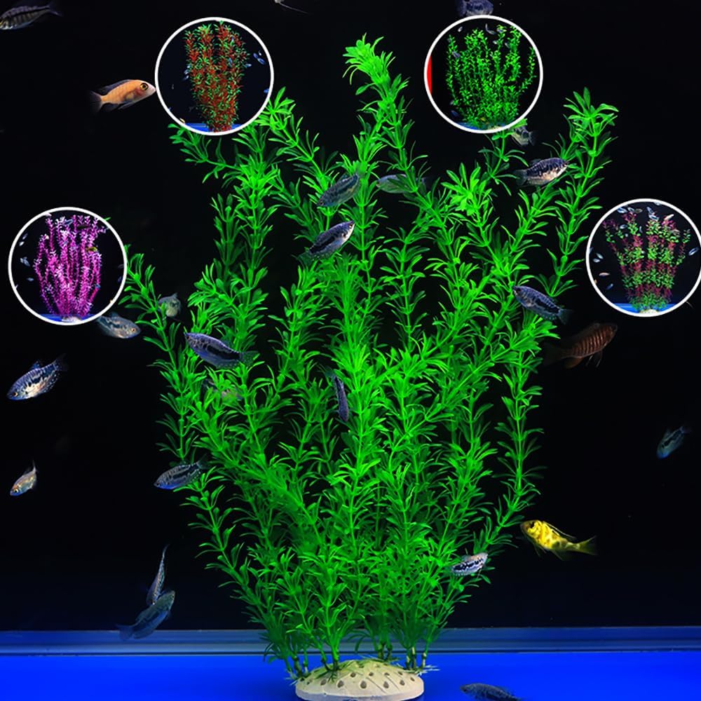 DSkoiph 2 pcs Aquarium Decor Plastic Plants Extra Large 21 Inches Artificial Fish Tank Plants Tall