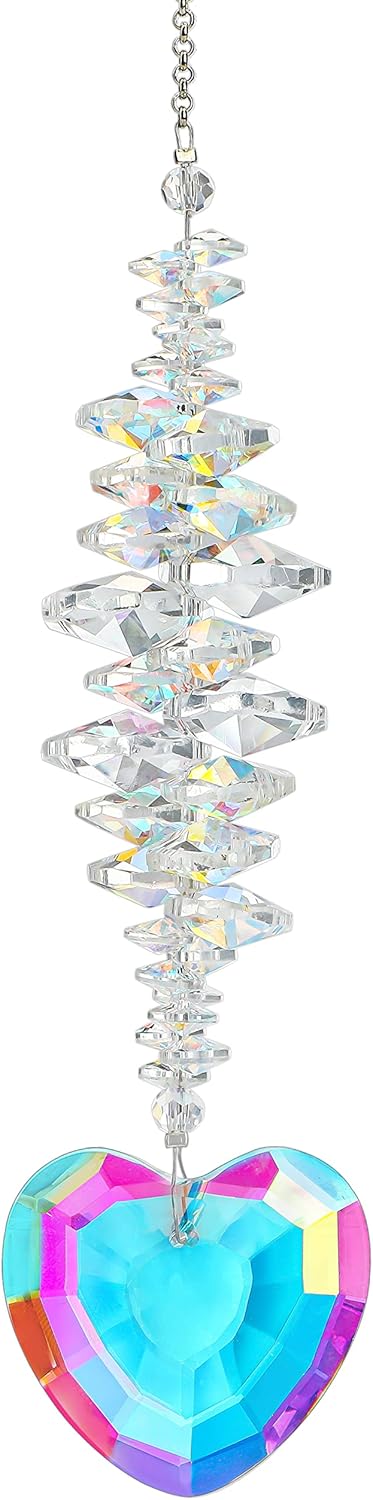 Heart Shaped Suncatcher Crystal Colorful Beads Prisms Pendant Sun Catcher Crystals for Windows