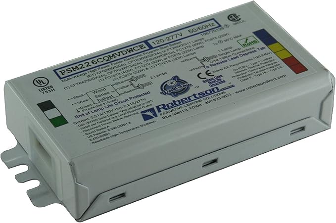 Robertson PSM226CQMVDWCE CFL Ballast (3P20145) – 1 or 2 Lamp 26W Compact Fluorescent Electronic