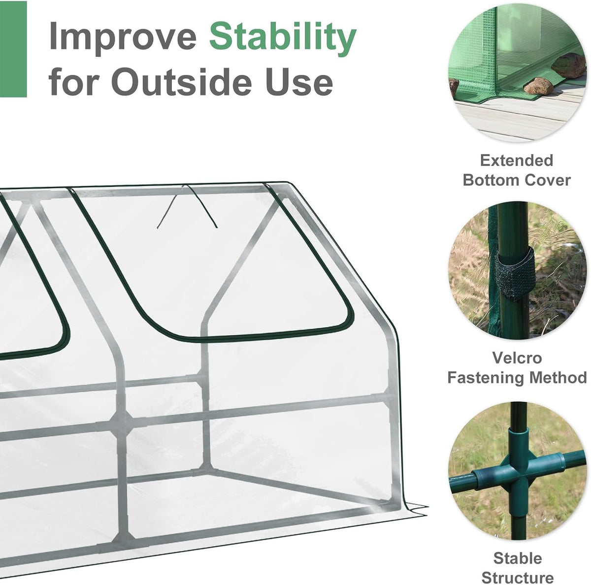 Aoodor 4 x 2 x 2 ft Mini Greenhouse with 2 Zipper Doors, Water Resistant, UV Protected for Flowers