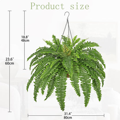 Fake Hanging Plants Large Boston Fern Artificial Plants Outdoor Realistic Fake Ferns with Palm