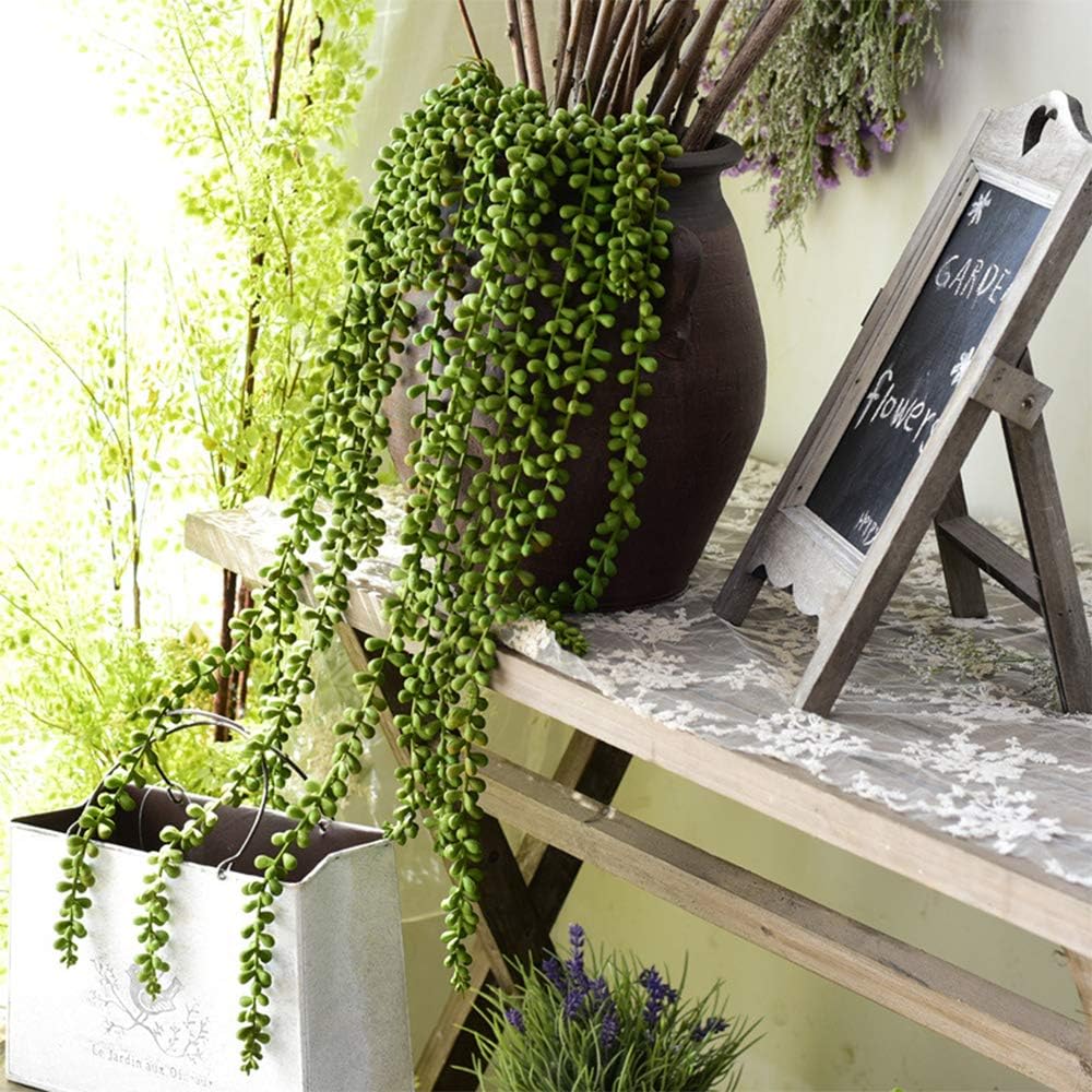 3 Pcs String of Pearls Plant Artificial Hanging Succulents Plants for Home Garden Decor (Pots Not