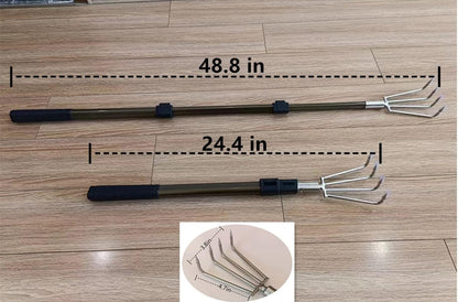Stainless Steel Garden Claw rake Multifunctional rake, Lengthened Aluminum Alloy Handle, can be