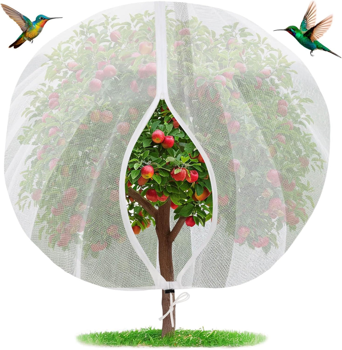 Mckanti 8.2 x 6.6 ft Fruit Tree Netting with Zipper and Drawstring for Garden, Bird Netting Covers