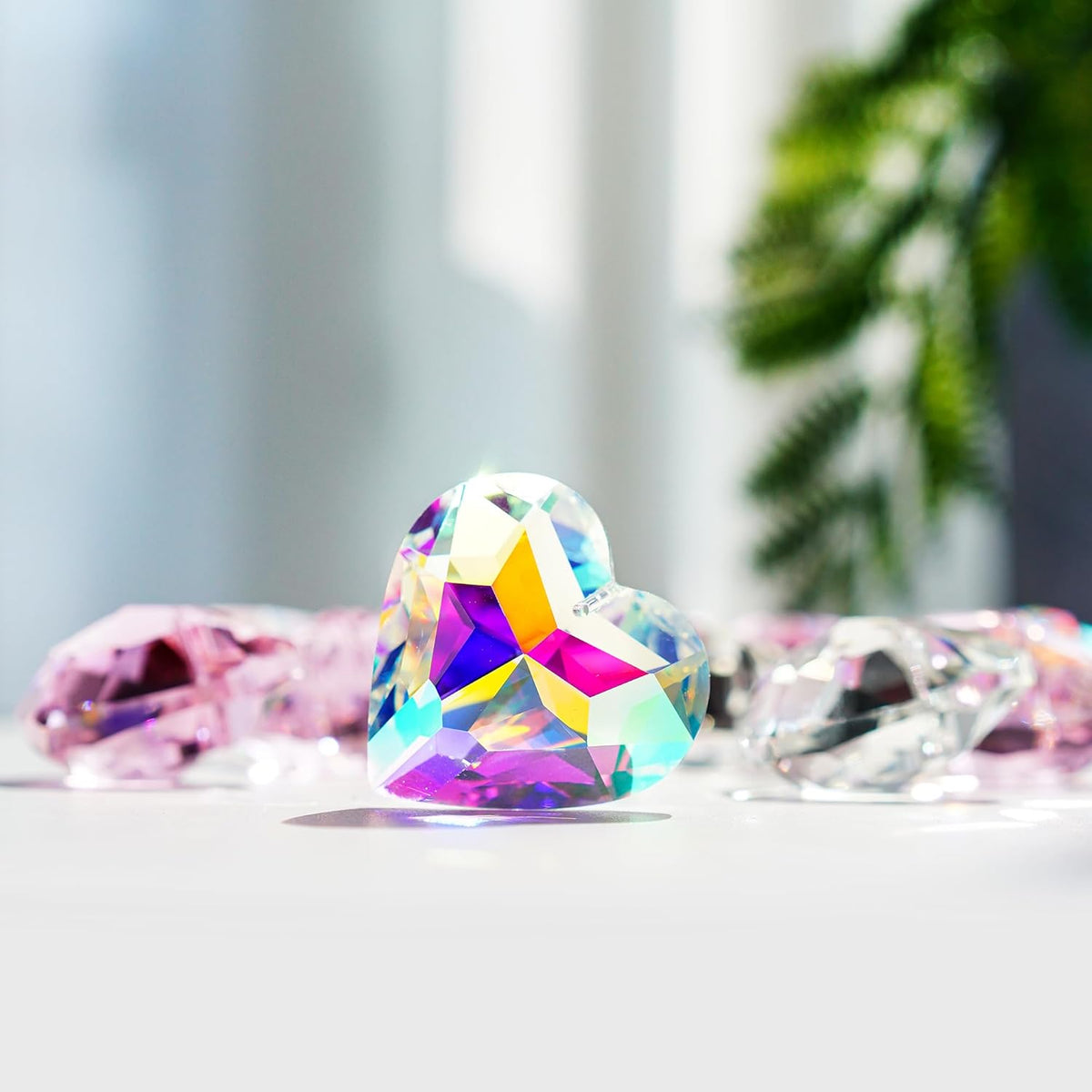 H&D HYALINE & DORA 50mm Geometry Crystal Heart Sun Catcher Prisms Hanging Suncatchers with Glass