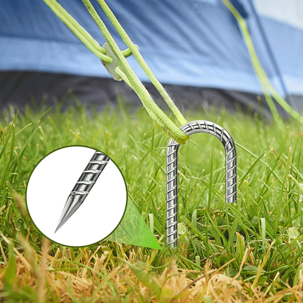 Rebar-Stakes-12-Inch, Ground Stakes Heavy Duty U-Hook Galvanized Anti-Rust Tent Stakes Heavy Duty