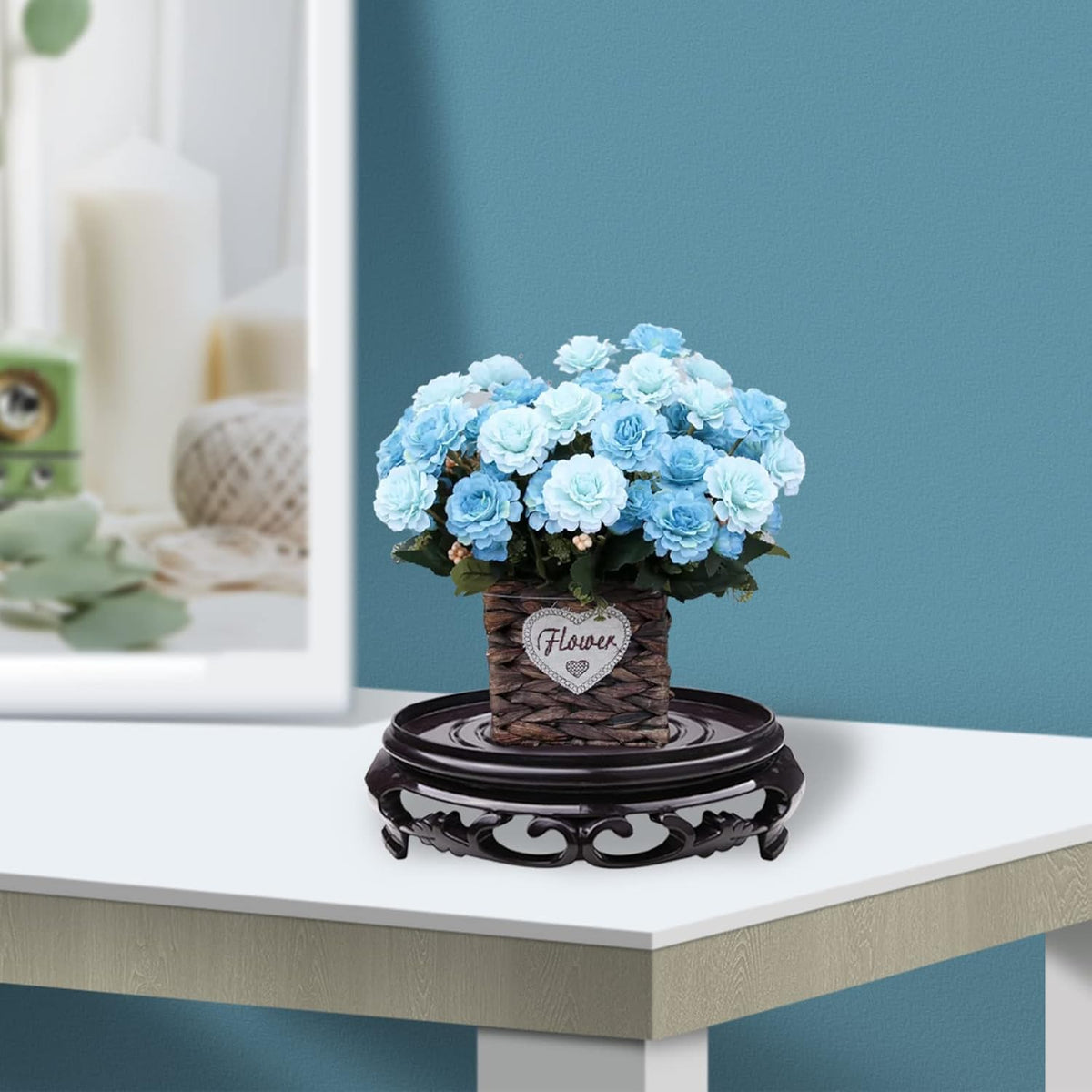 Hapivida Plant Stand, 3.7in Round Plant Riser Decorative Display Flower Holder Vase Rack Holder