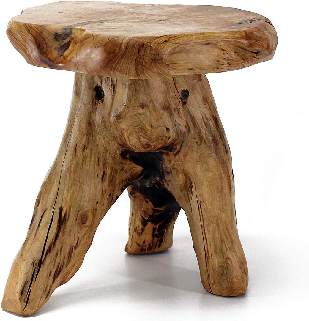 WELLAND Natural Cedar Stump Stool, 14" End Table, Live Edge Side Table, Plant Stand, Small