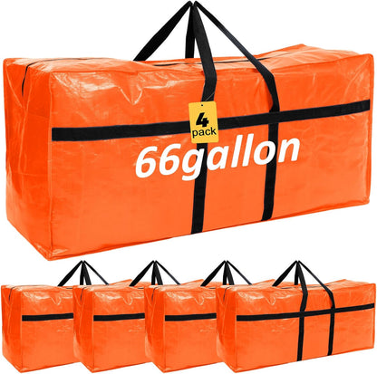 4 Pcs 66 Gallon Large Moving Bags with Zipper and Handles Foldable Storage Duffle Bags Heavy Duty