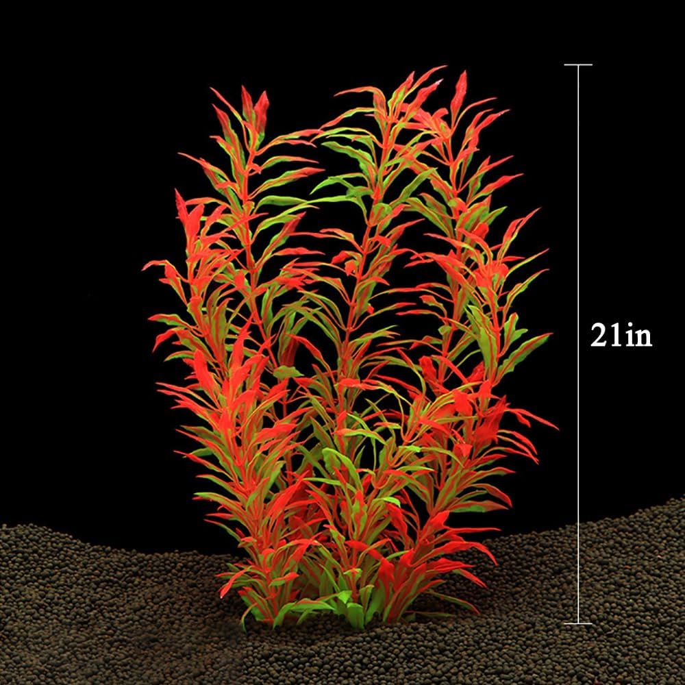 DSkoiph 2 pcs Aquarium Decor Plastic Plants Extra Large 21 Inches Artificial Fish Tank Plants Tall