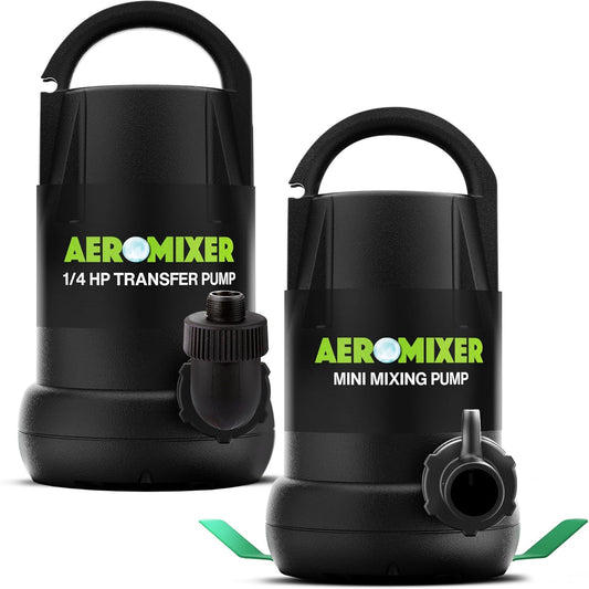 Aeromixer Mini 1/4 HP Submersible Mixing + Aerating Pump with 1/4 HP Water Transfer Pump Bundle