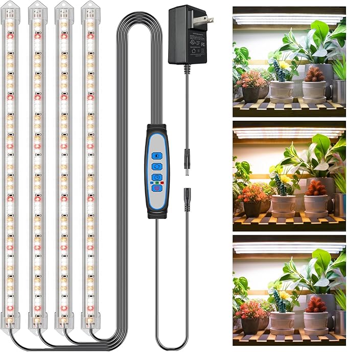 Grow Lights for Indoor Plants, 16" Full Spectrum Plant Grow Light Strip with Upgrade Timer 6/12/16