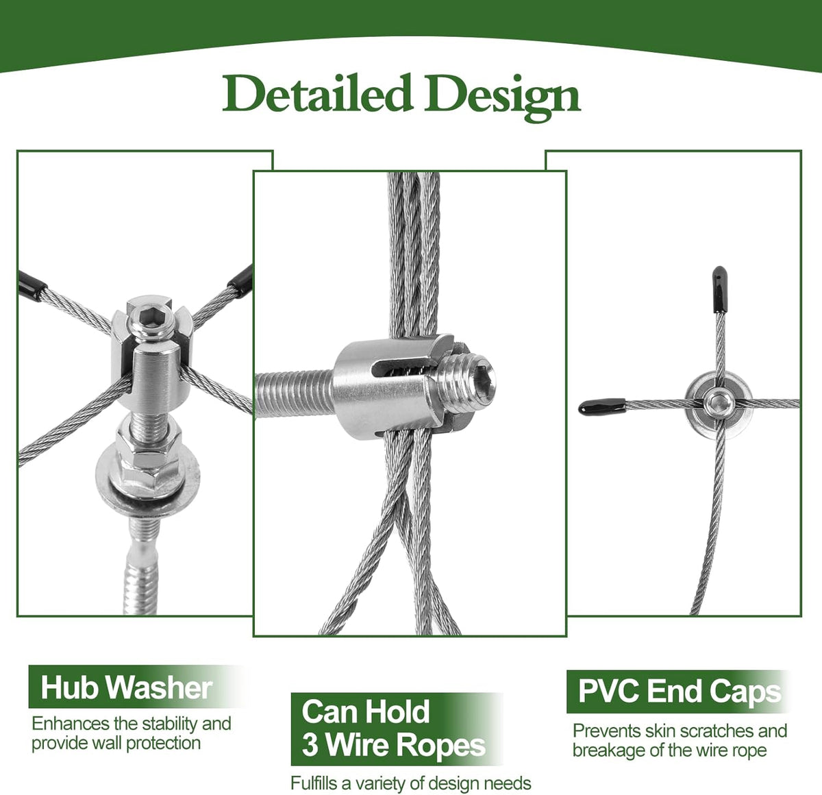 SPECILITE Wire Trellis for Climbing Plants Outdoor, 30-Set T316 Stainless Steel Kit, 1/8in x 150ft