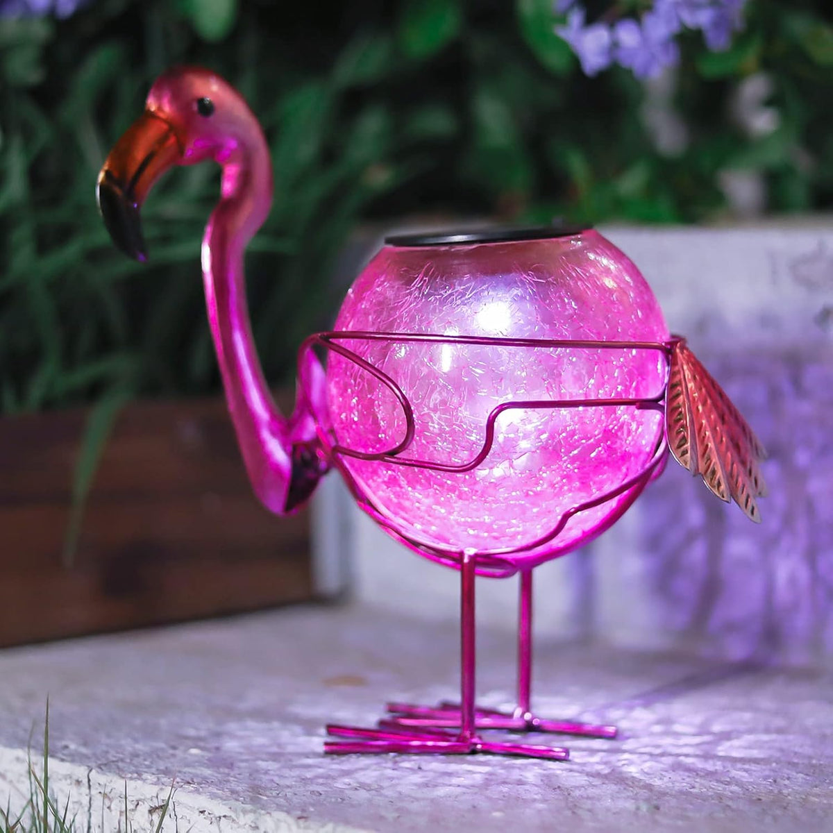 Solar Lantern Outdoor Decorative Waterproof LED Solar Lights Flamingo Tabletop Lamp for Outdoor
