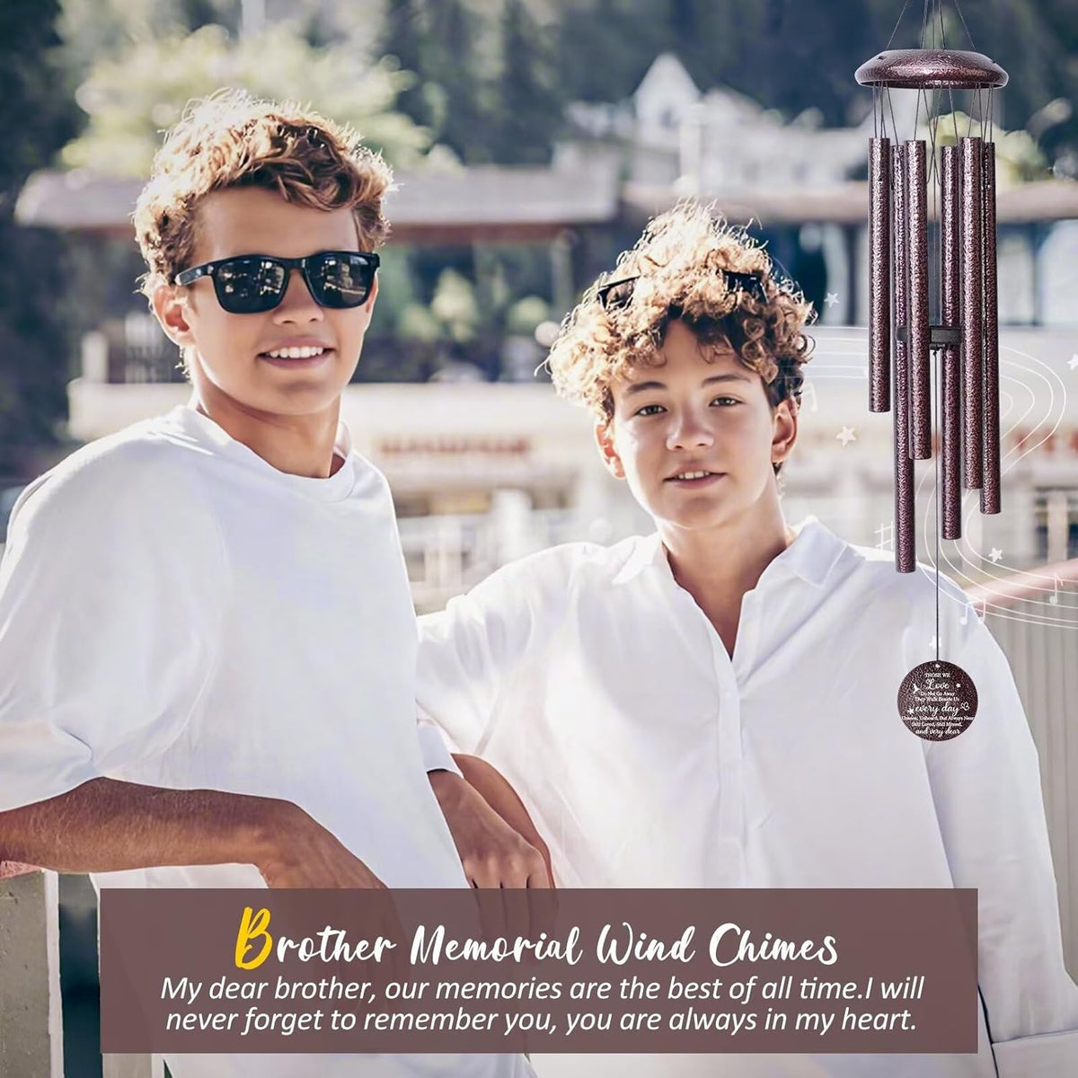 Memorial Gifts for Loss of Brother, 25''Memorial Wind Chimes, Bereavement, Condolence, Remembrance