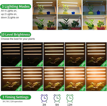 LED Plant Growing lamp, 3500K Full Spectrum Grow Light Strips for Indoor Plants with 3/9/12H Timer