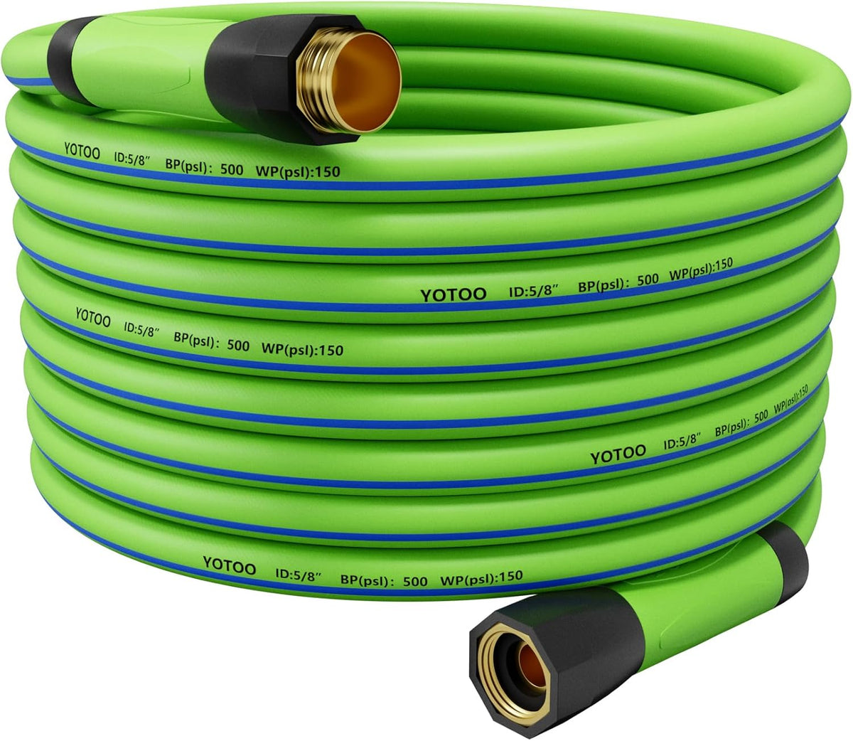YOTOO Heavy Duty Hybrid Garden Water Hose 5/8-Inch by 75-Feet 150 PSI Kink Resistant, Flexible with