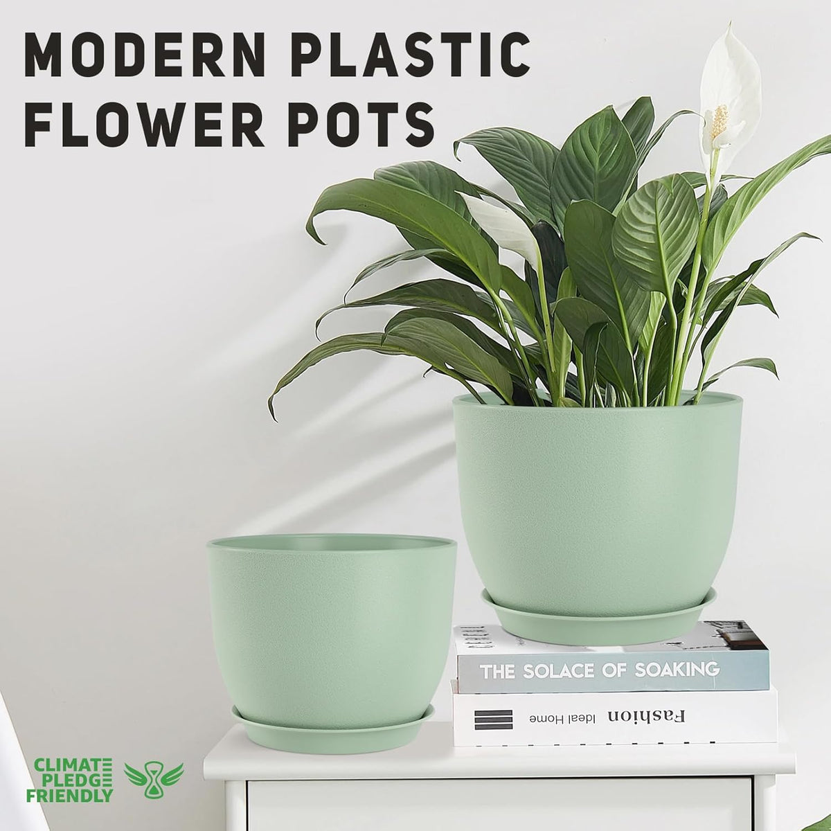 Plant Pots 10/9/8/7.5/7 inch Flower Pots with Multi Mesh Drainage Holes, Planters for Indoor