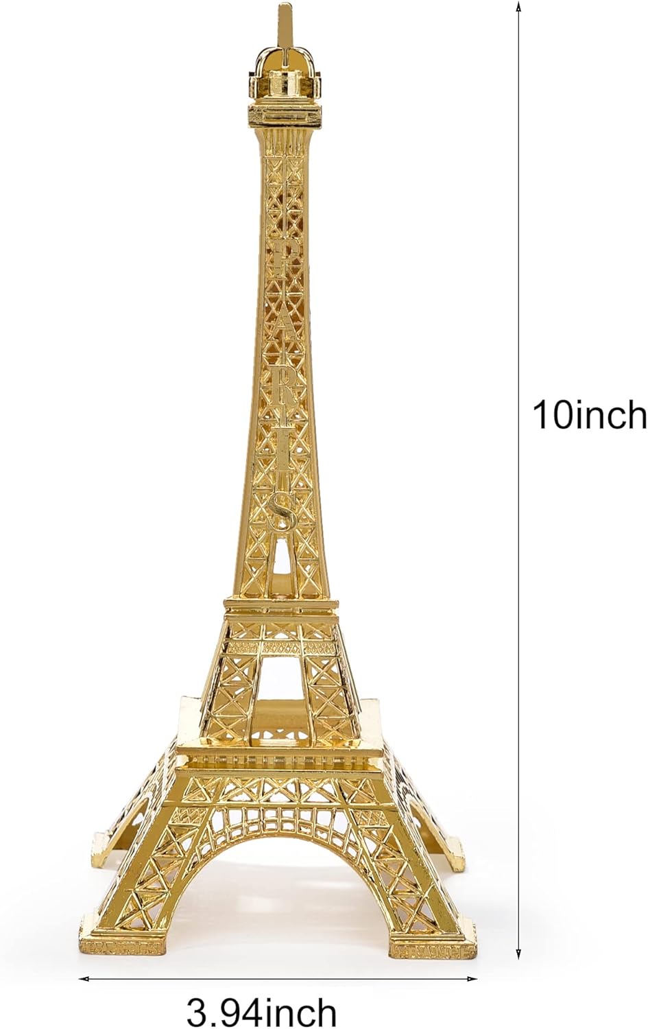 ESHATO Gold Metal Eiffel Tower Statue, 10inch Decorative Figurine Replica Stand Holder for Cake