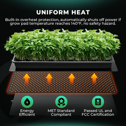 MARS HYDRO 10''x 20.75'' Seedling Heat Mat with Thermostat Combo Set，Heating Pad for for
