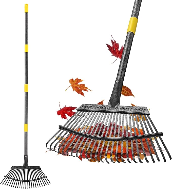 Rake for Leaves Heavy Duty, Large Garden Leaf Rakes for Lawns, 65 Inch Gardening Rake with