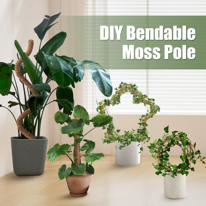Moss Pole, 63 Inch Bendable Moss Pole for Plants Monstera, Moss Poles for Climbing Plants, Handmade