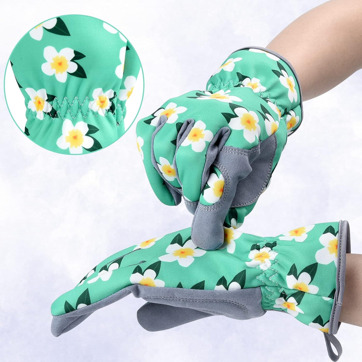 Womens Gardening Weeding Working Gloves, Leather Garden Glove for Women Thorn Proof No Stab for