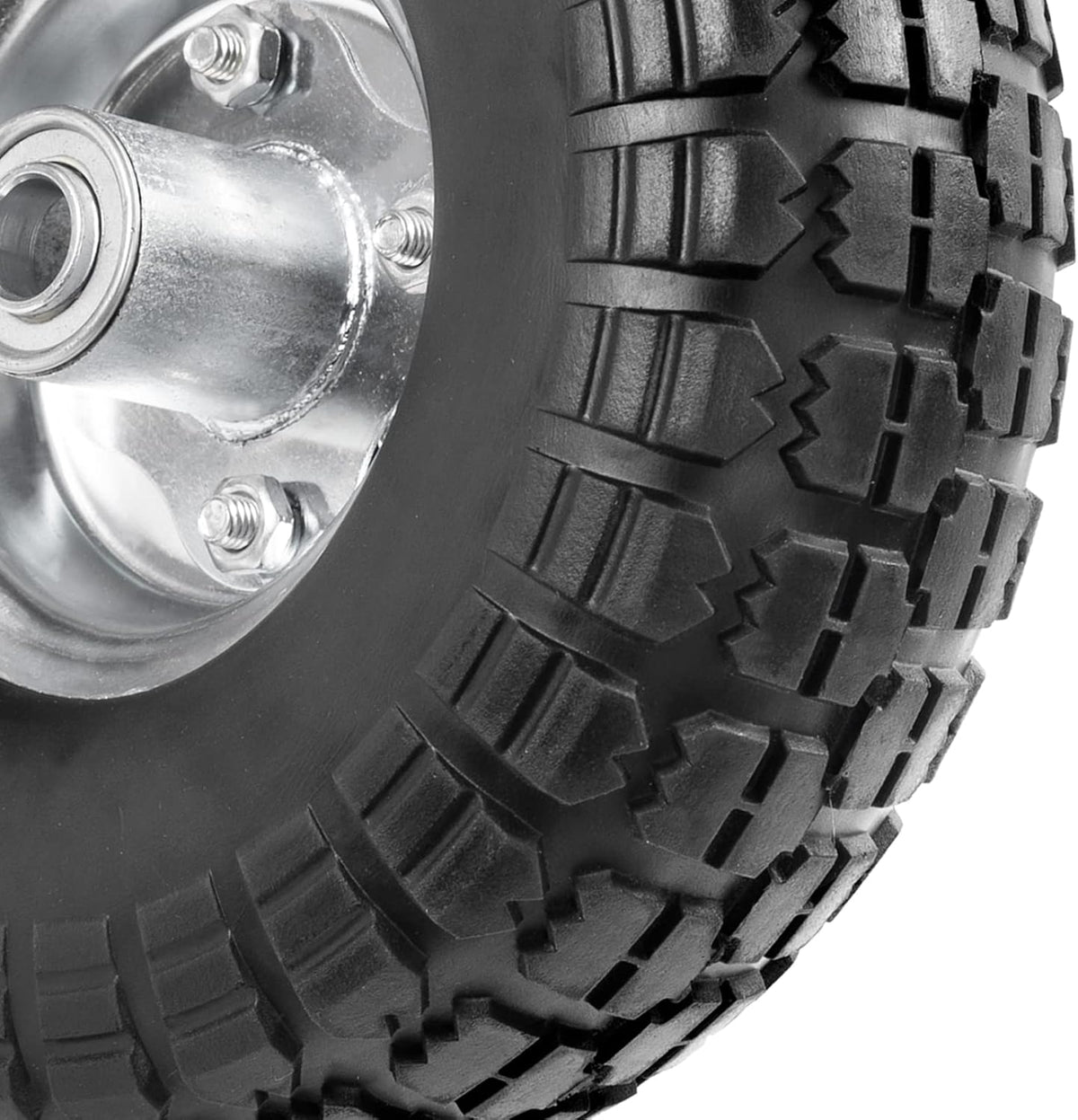 4.10/3.50-4 Tire Wheels Flat Free 10" Heavy Duty Solid Flat-Free Replacement Tire with 5/8 Axle